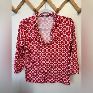 J McLaughlin Top Women’s Medium Multi Geometric Catalina Cloth Ruffle V Neck